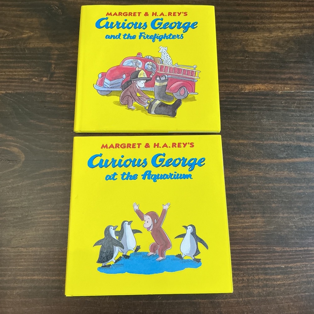 Curious George Hardcover Book Lot of 2 Firefighters & Aquarium H.A. Rey Kohl's